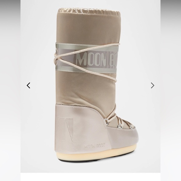 new Moon Boot Icon Glance Platinum Satin Boots - Picture 2 of 12